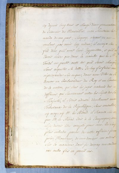 1743年10月、ヴェネツィアのフランス大使秘書官であるジャンジャックルソーが書いた手紙の2ページ目 作： Jean Jacques Rousseau